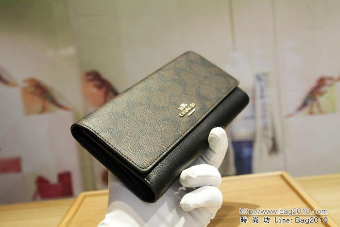 COACH蔻馳 原單 Coach53763 女士三折大手包 專櫃用料PVC拼頭層牛皮 專櫃爆款  Chz1196